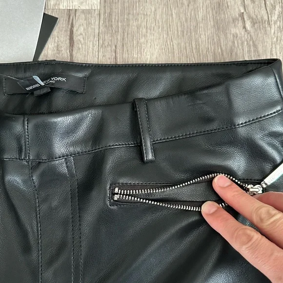 NWT Marc New York Fleece Lined High Waisted Faux Leather Pants Black Size M - Picture 4 of 10